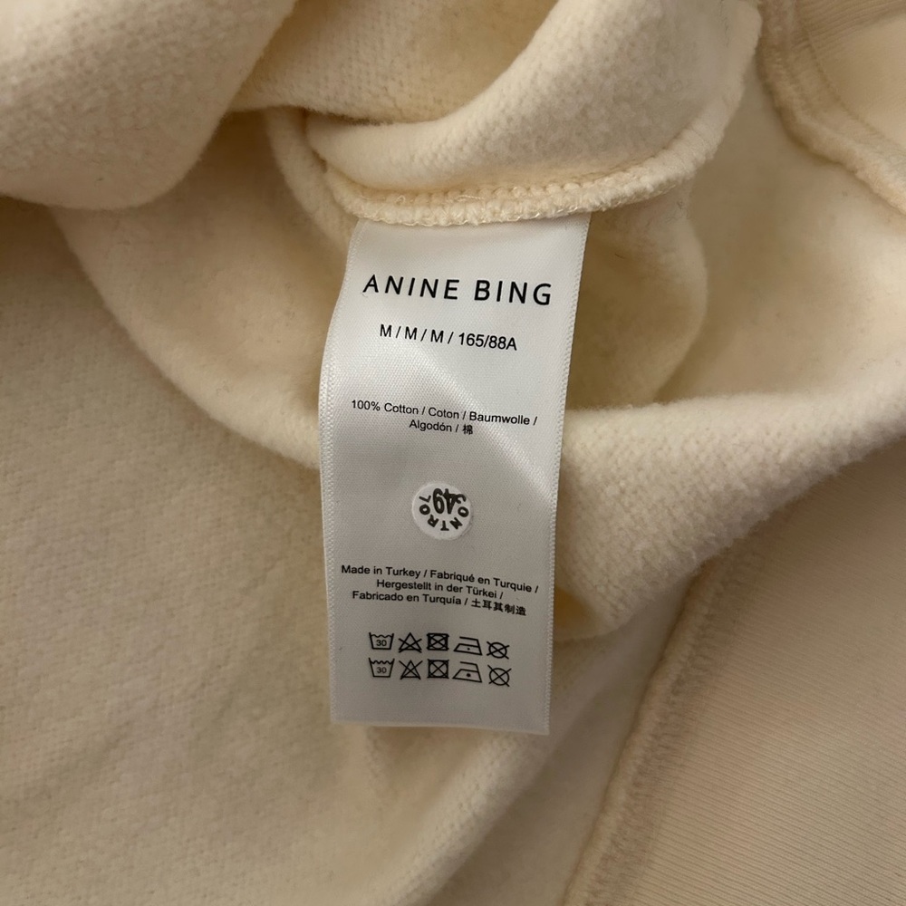 ANINE BING WOMENS MILES CREWNECK COLLEGIATE SWEATSHIRT CREAM SIZE MEDIUM - Picture 7 of 10